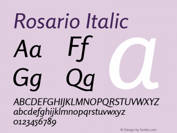 Rosario Italic Version 1.003 Font Sample