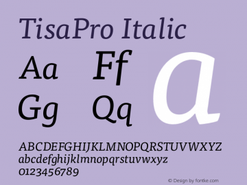 TisaPro Italic 001.001 Font Sample