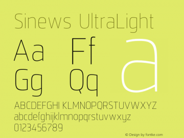 Sinews UltraLight 1.000 Font Sample