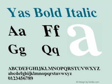 Yas Bold Italic Version 4.00 April 9, 2010 Font Sample