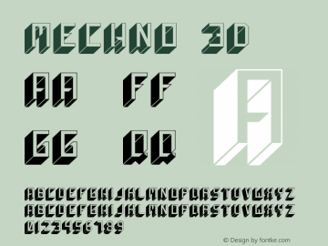 Mechno 3D Version 1.000 Font Sample