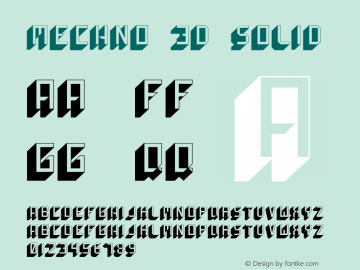 Mechno 3D Solid Version 1.000 Font Sample