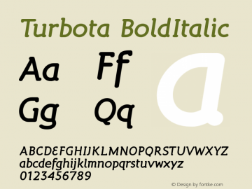 Turbota BoldItalic Version 001.001 Font Sample