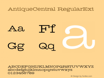 AntiqueCentral RegularExt 001.000 Font Sample