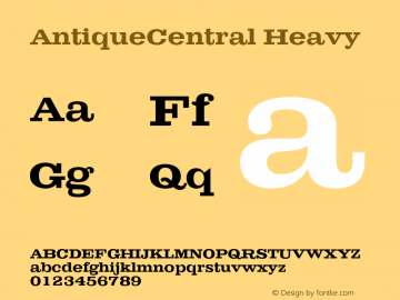 AntiqueCentral Heavy 001.000 Font Sample