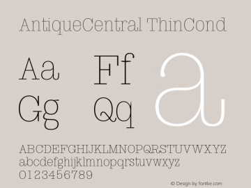 AntiqueCentral ThinCond 001.000 Font Sample