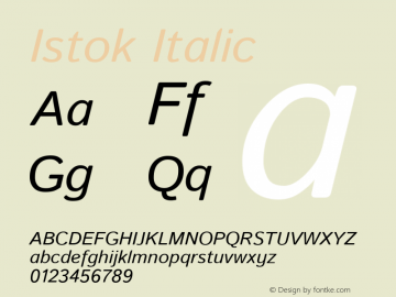 Istok Italic Version 1.0.1 Font Sample