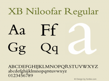 XB Niloofar Regular Version 7.001 2008 Font Sample