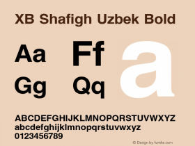 XB Shafigh Uzbek Bold Version 6.000 2008 initial release Font Sample