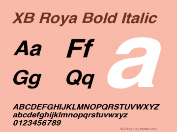 XB Roya Bold Italic Version 6.001 2008 Font Sample