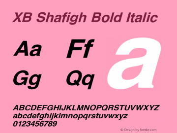 XB Shafigh Bold Italic Version 6.000 2008 initial release图片样张