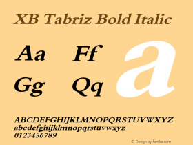 XB Tabriz Bold Italic Version 4.000 2007 initial release Font Sample