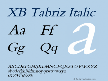 XB Tabriz Italic Version 4.000 2007 initial release图片样张