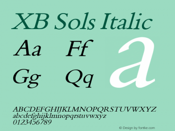 XB Sols Italic Version 4.001 2007 Font Sample