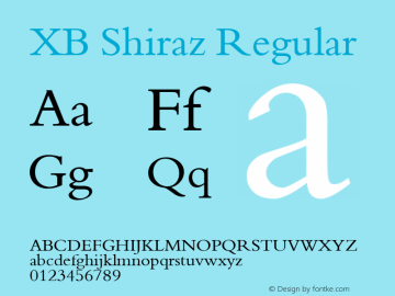 XB Shiraz Regular Version 5.005 2008 Font Sample