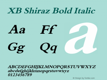 XB Shiraz Bold Italic Version 5.005 2008 Font Sample