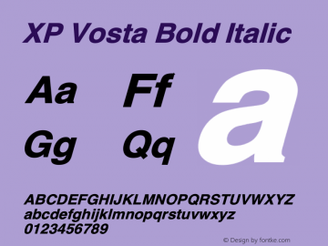 XP Vosta Bold Italic Version 7.004 2007 Font Sample