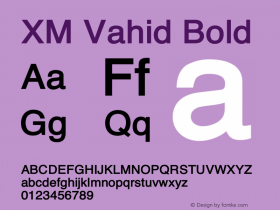 XM Vahid Bold Version 4.000 2007 initial release Font Sample