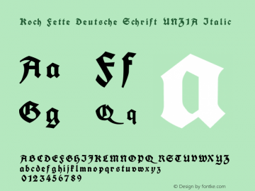 Koch Fette Deutsche Schrift UNZ1A Italic Version 1.000 2009 initial release图片样张