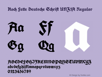 Koch Fette Deutsche Schrift UNZ1A Regular Version 1.000 2009 initial release Font Sample