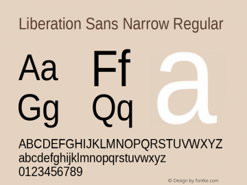 Liberation Sans Narrow Regular Version 1.07.4 Font Sample