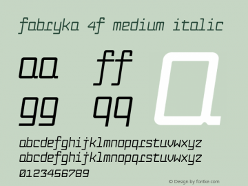 Fabryka 4F Medium Italic 1.2 Font Sample