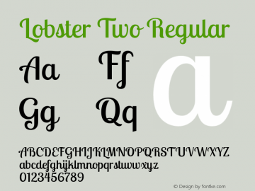 Lobster Two Regular Version 1.006 Font Sample