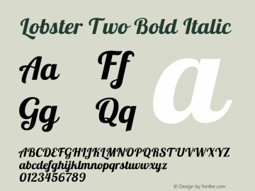 Lobster Two Bold Italic Version 1.006 Font Sample