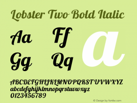 Lobster Two Bold Italic Version 1.006图片样张