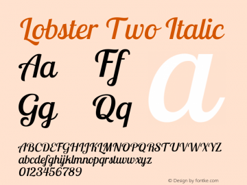 Lobster Two Italic Version 1.006 Font Sample