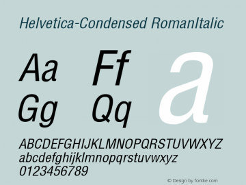 Helvetica-Condensed RomanItalic Version 1.00图片样张