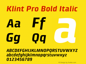 Klint Pro Bold Italic Version 1.00图片样张