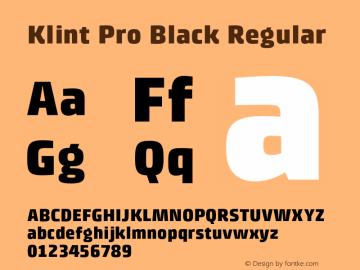 Klint Pro Black Regular Version 1.00 Font Sample