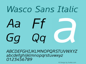 Wasco Sans Italic Version 1.00图片样张