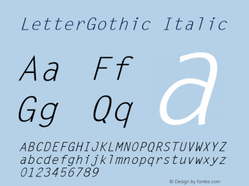 LetterGothic Italic The IMSI MasterFonts Collection, tm 1995 IMSI图片样张