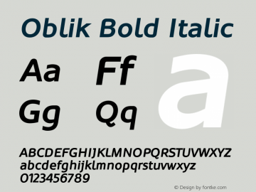 Oblik Bold Italic 1.000 Font Sample