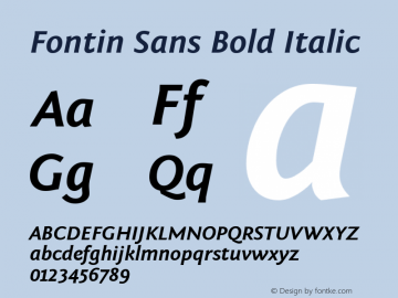 Fontin Sans Bold Italic 1.000 Font Sample