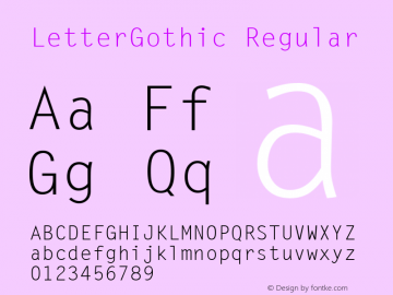 LetterGothic Regular Accurate Research Professional Fonts, Copyright (c)1995图片样张