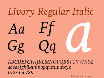 Livory Regular Italic Version 1.000图片样张