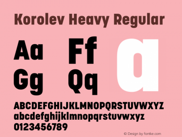 Korolev Heavy Regular Version 1.000 Font Sample