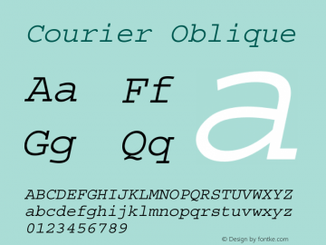 Courier Oblique Version 004.000 Font Sample