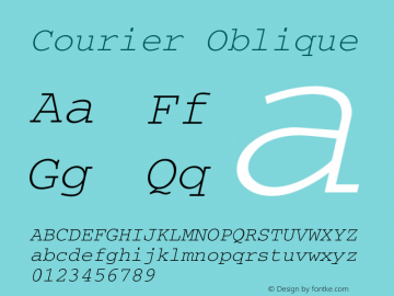 Courier Oblique Version 002.003 Font Sample