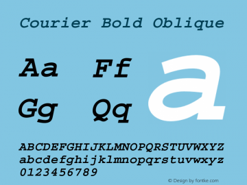 Courier Bold Oblique 004.000 Font Sample