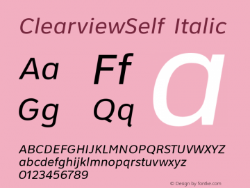ClearviewSelf Italic 1.0 Font Sample