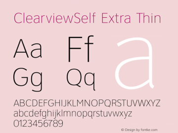 ClearviewSelf Extra Thin 1.0 Font Sample