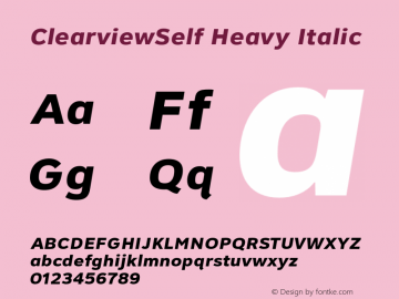 ClearviewSelf Heavy Italic 1.0 Font Sample