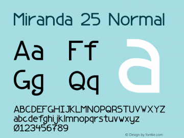 Miranda 25 Normal Version 1.1 Font Sample