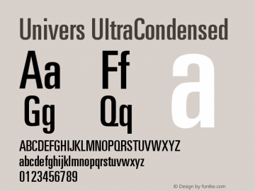 Univers UltraCondensed Version 001.000图片样张