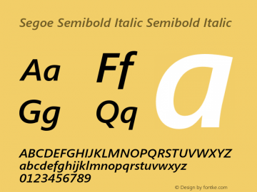 Segoe Semibold Italic Semibold Italic 001.000 Font Sample