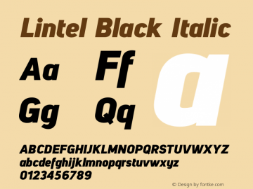 Lintel Black Italic Version 1.001; Fonts for Free; vk.com/fontsforfree Font Sample
